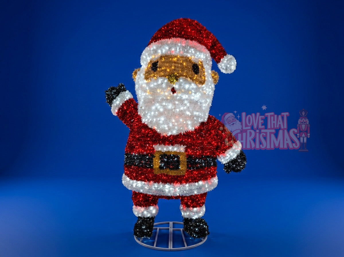 Lighted 3D Tinsel Santa Christmas Decoration