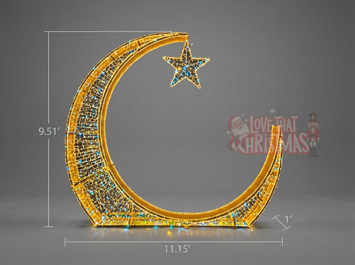 11' Crescent Moon Star