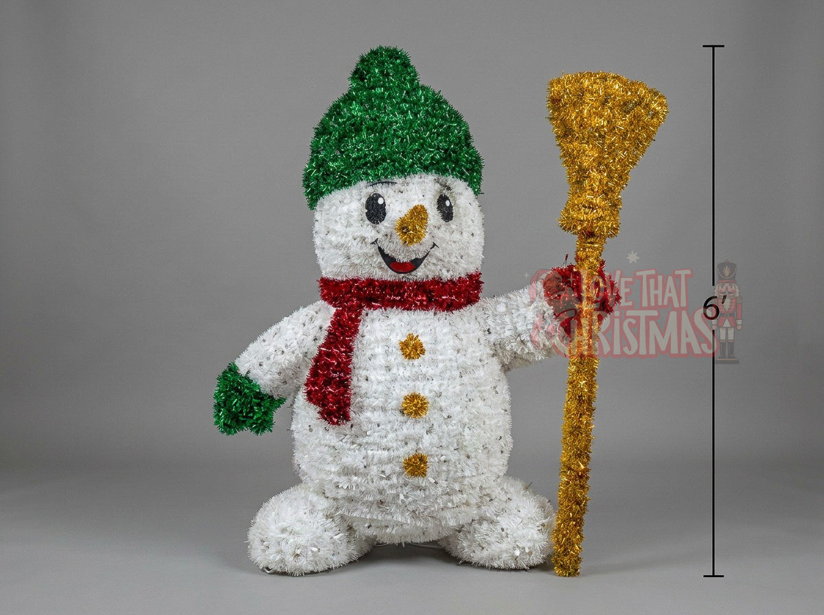 Illuminated Snowman with Broom