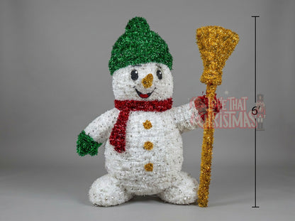 Illuminated Snowman with Broom