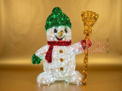 Illuminated Snowman with Broom