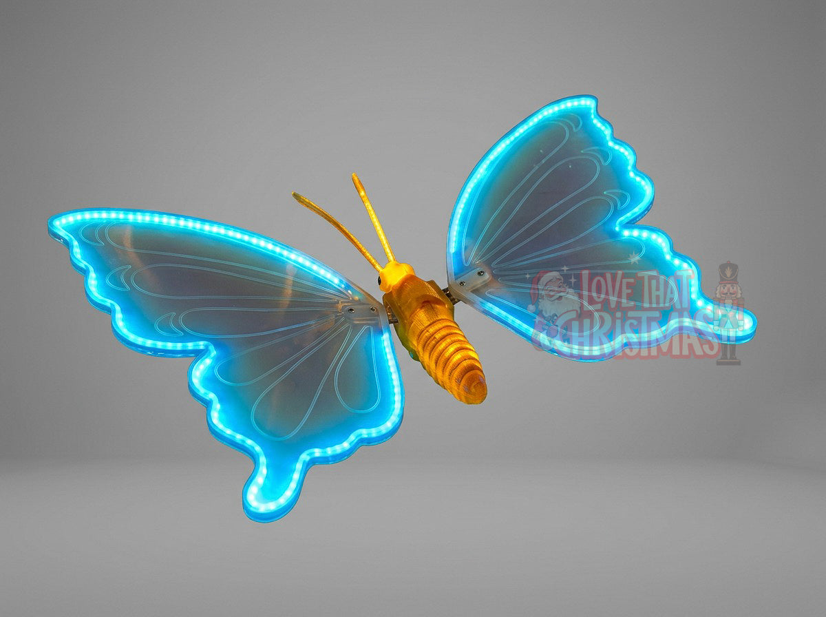 Animatronic Lighted 3D Butterfly with Flapping Wings
