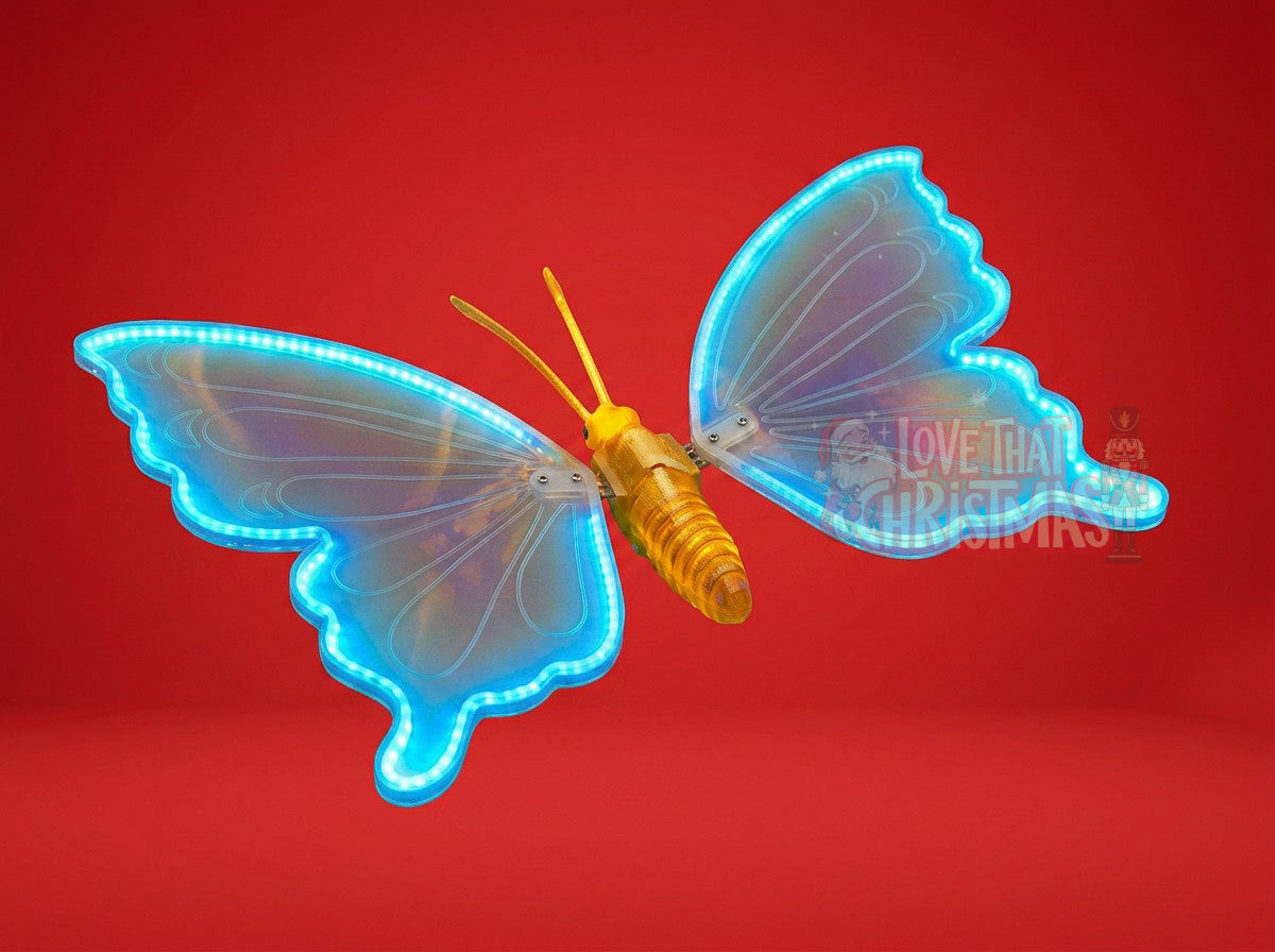 Animatronic Lighted 3D Butterfly with Flapping Wings