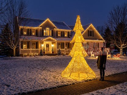 12-Foot Illuminated Golden Christmas Tree