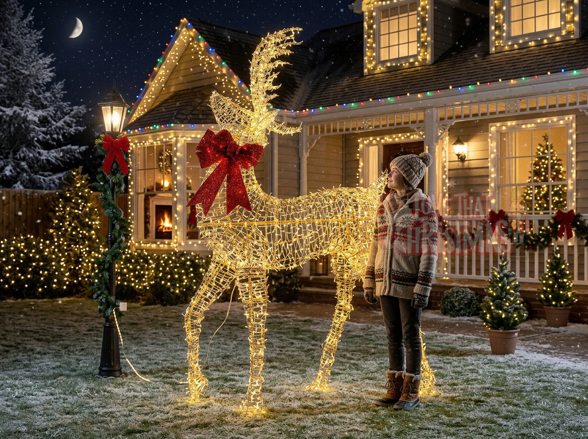 6' 7" Illuminated Golden Christmas Reindeer