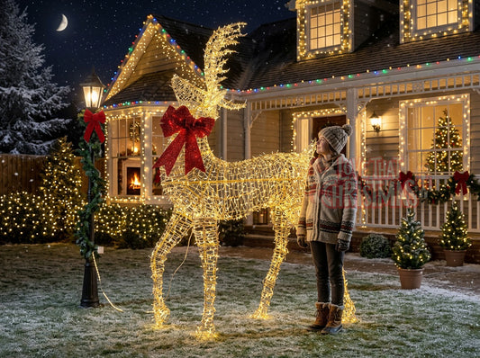 6' 7" Illuminated Golden Christmas Reindeer