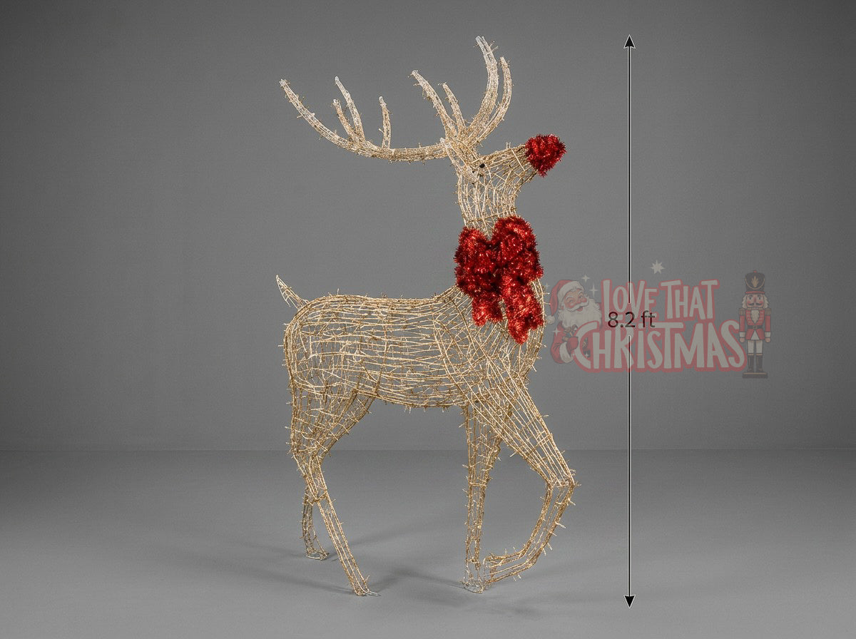 8-Foot Illuminated Golden Christmas Reindeer