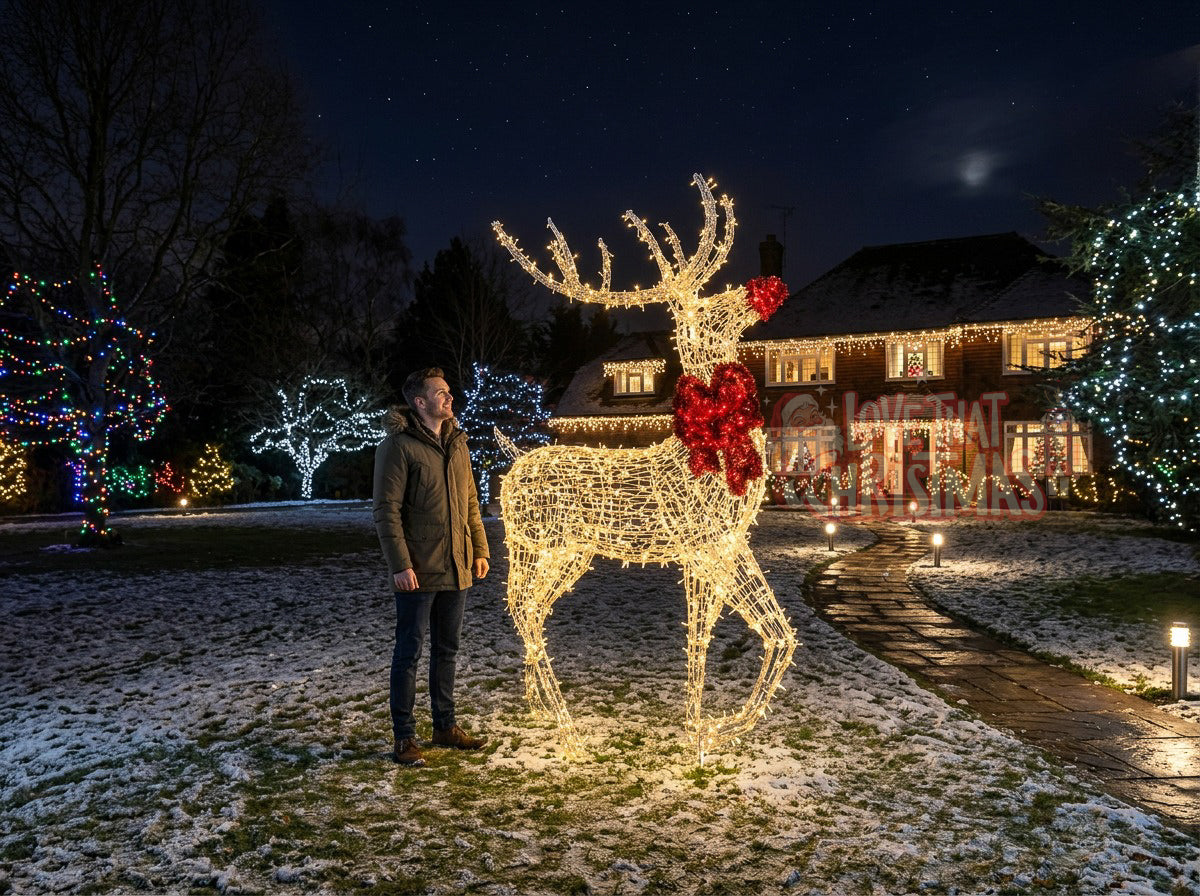 8-Foot Illuminated Golden Christmas Reindeer
