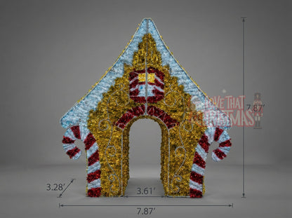 Grand Illuminated Christmas Candy House - Gold