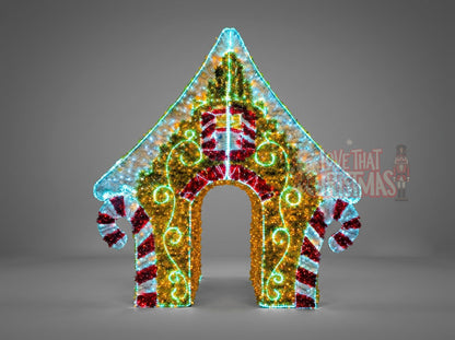 Grand Illuminated Christmas Candy House - Gold