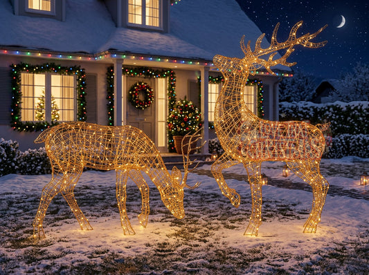 Illuminated Christmas Reindeer Duo – 2-Piece Set