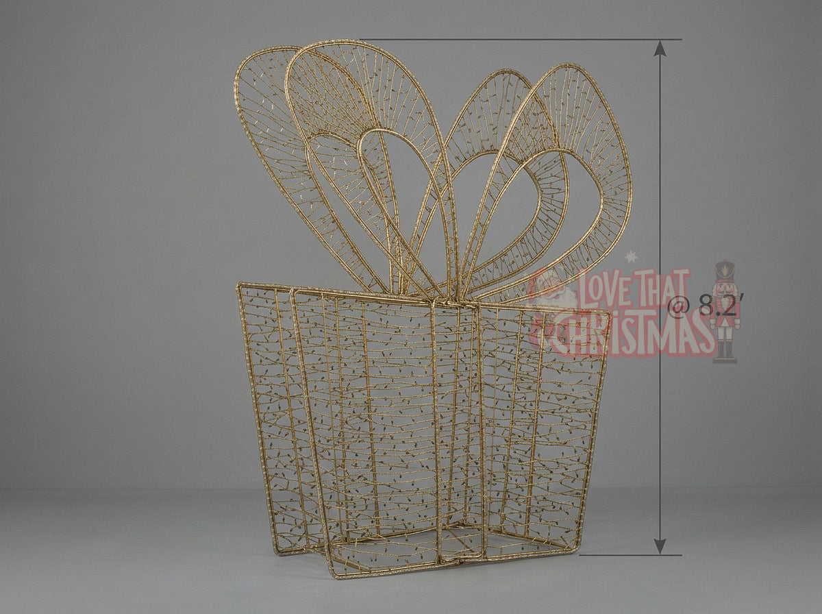 Oversized Illuminated Christmas Gift Box – Golden Elegance