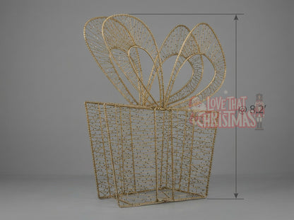 Oversized Illuminated Christmas Gift Box – Golden Elegance