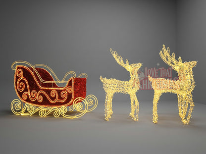 6′ 7'' Illuminated Reindeer & Sleigh