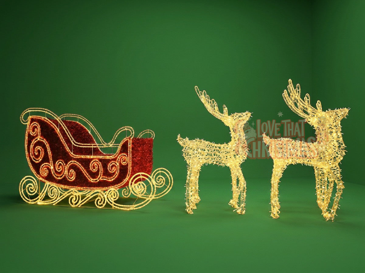 6′ 7'' Illuminated Reindeer & Sleigh