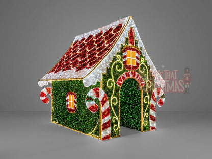 Grand Illuminated Christmas Candy House - Green