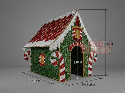 Grand Illuminated Christmas Candy House - Green