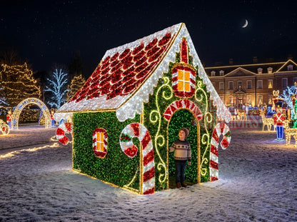 Grand Illuminated Christmas Candy House - Green